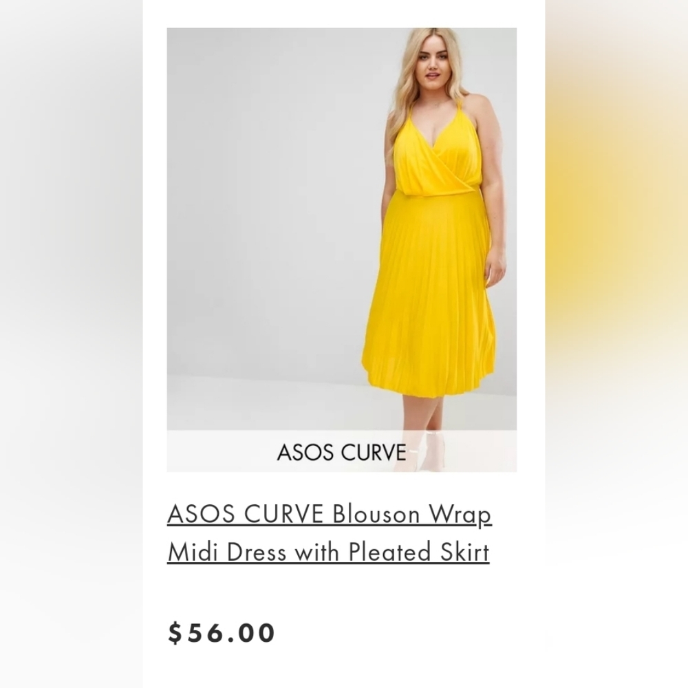 ASOS Curve Blouson Wrap Midi Dress with Pleated Skirt